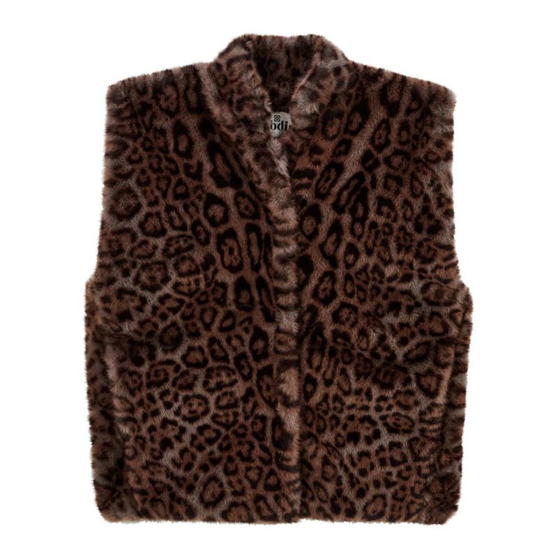 LABDIP - Gilet Bianca en fausse fourrure léopard gris 