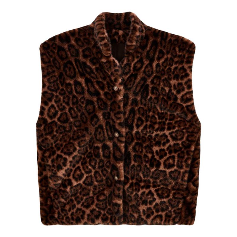 LABDIP - Gilet Bianca en fausse fourrure léopard 