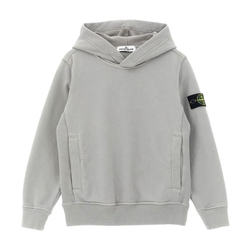 STONE ISLAND JUNIOR - Sweat à capuche gris perle 