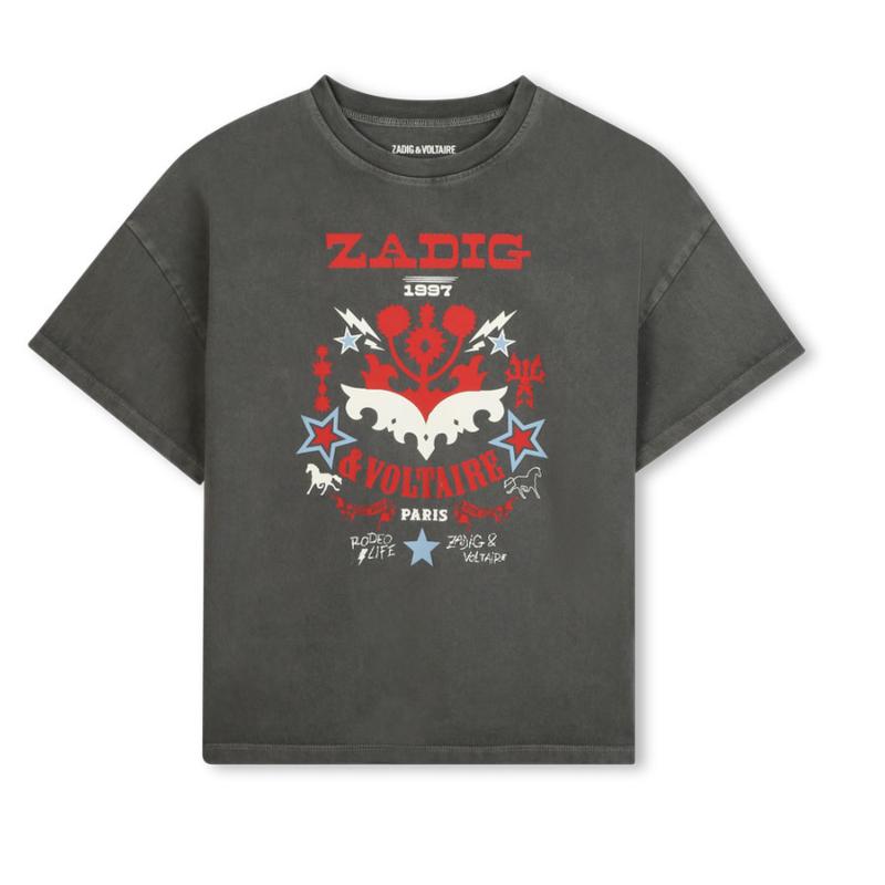ZADIG & VOLTAIRE - Tee shirt fantaisie gris 