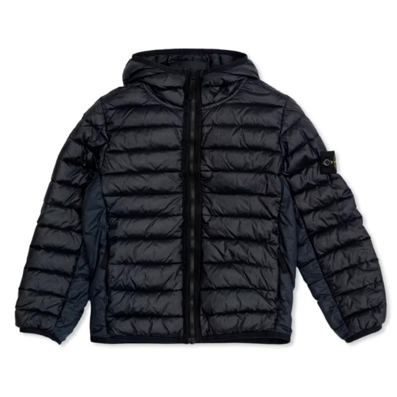 STONE ISLAND JUNIOR - Doudoune fine noire -  SOLDES