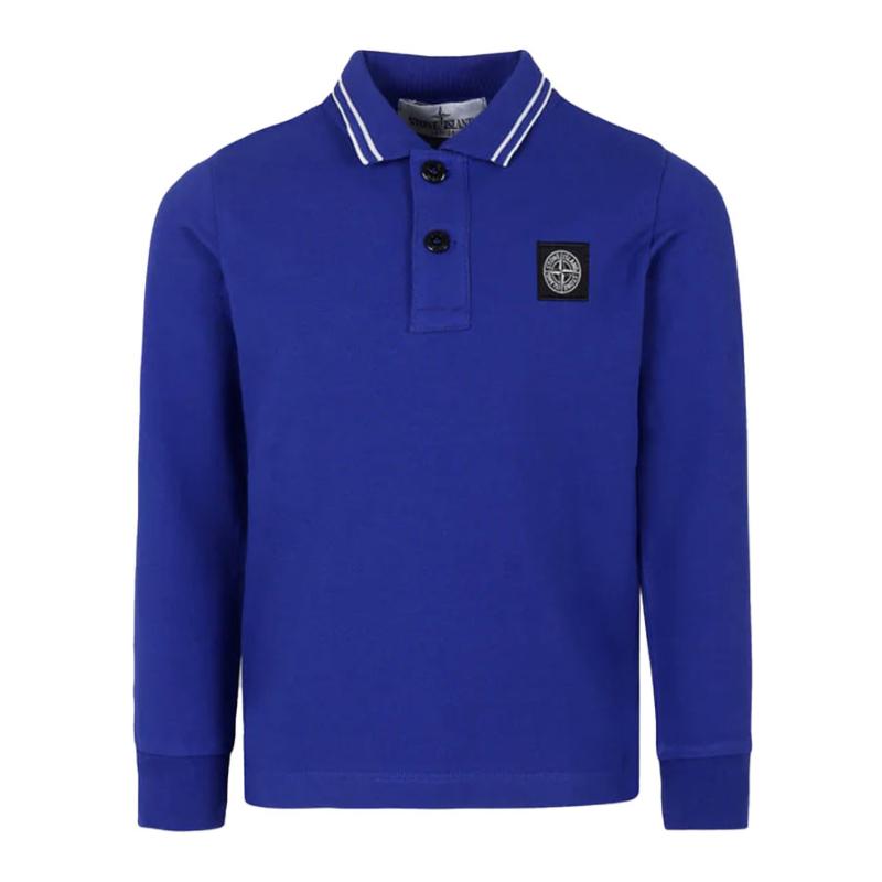 STONE ISLAND JUNIOR - Polo manches longues bleu -  SOLDES