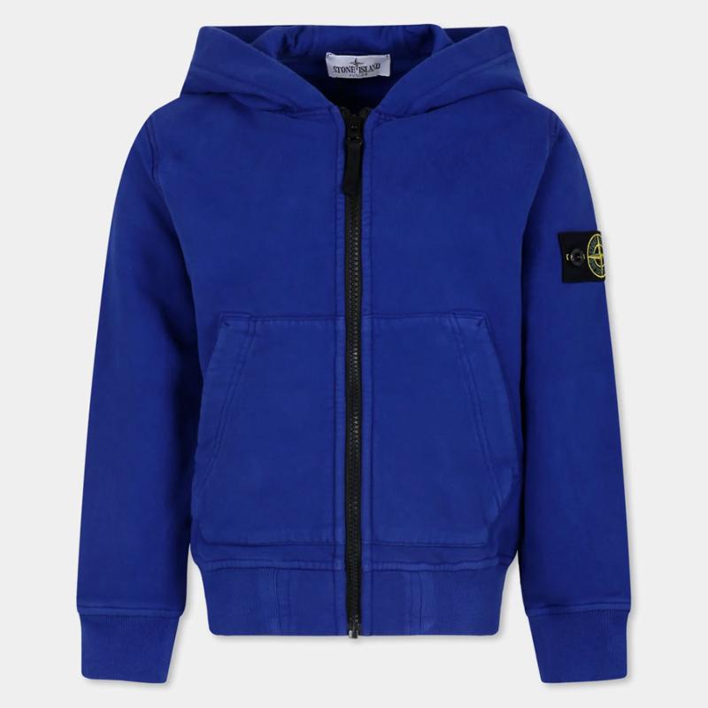 STONE ISLAND JUNIOR - Cardigan zippé bleu royal