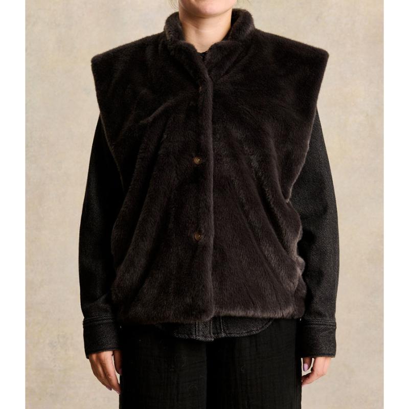 LABDIP - Gilet en fausse fourrure carbone Bianca 