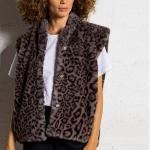 LABDIP - Gilet Bianca en fausse fourrure léopard gris 
