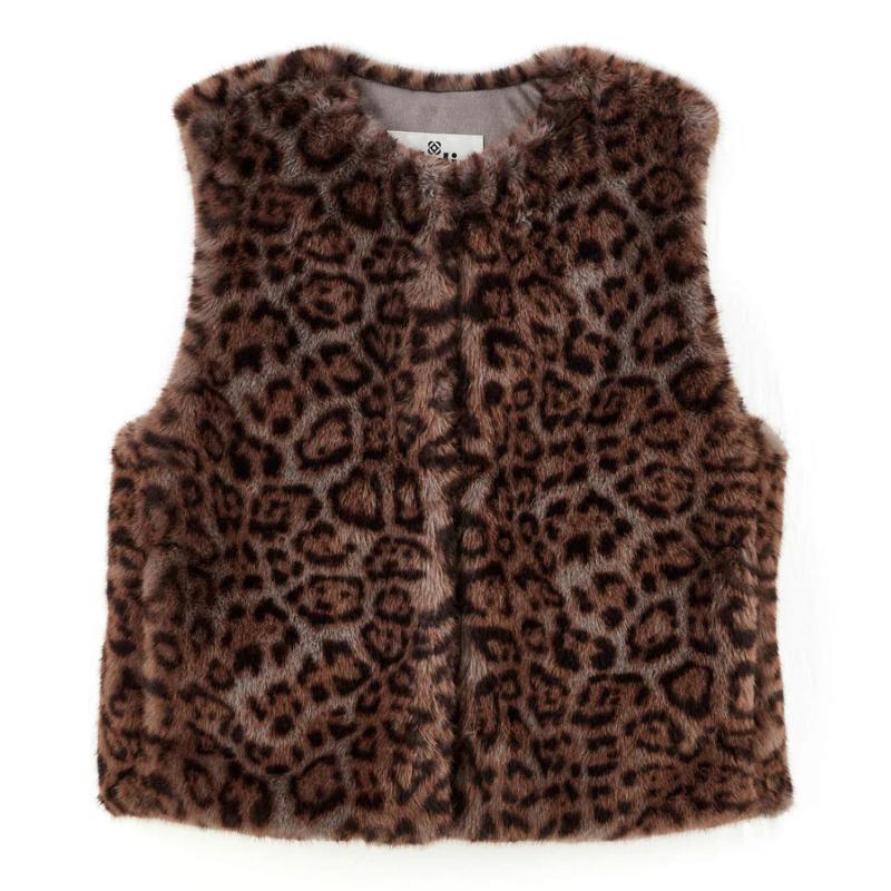 LABDIP - Veste mink Baci en fausse fourrure leopard carbone 