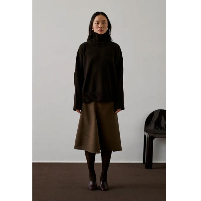 SOEUR - Pull colmontant William chocolat 