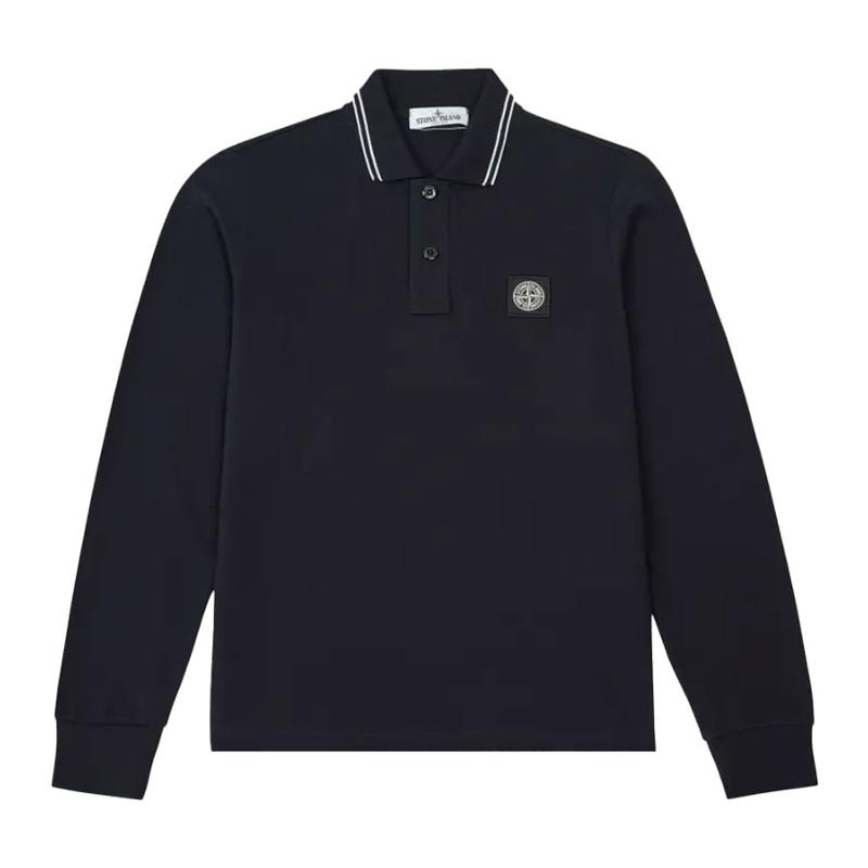 STONE ISLAND JUNIOR - Polo manches longues noir -  SOLDES